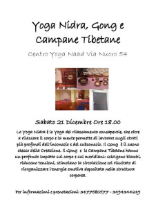 Yoga Nidra Gong e Campane Tibetane - Sabato 21 Dicembre 2019