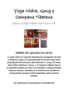 Yoga Nidra Gong e Campane Tibetane - Sabato 25 Gennaio 2020