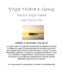 Yoga Nidra e Gong - Sabato 1 Dicembre 2018