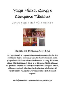 Yoga Nidra Gong e Campane Tibetane - Sabato 22 Febbraio 2020