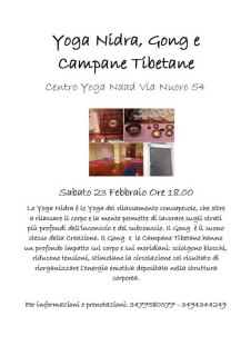 Yoga Nidra Gong e Campane tibetane - Sabato 23 Febbraio 2019