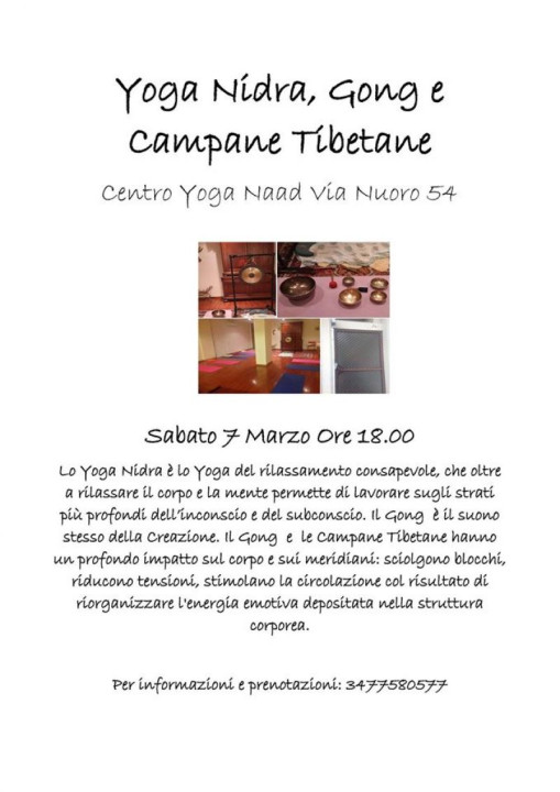 Yoga Nidra Gong e Campane Tibetane - Sabato 7 Marzo 2020 